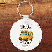 School Bus Driver Thank You Button, driving safely キーホルダー (正面)