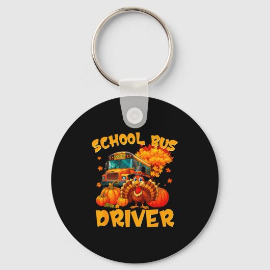 School Bus Driver Turkey Thanksgiving Gift  キーホルダー (正面)