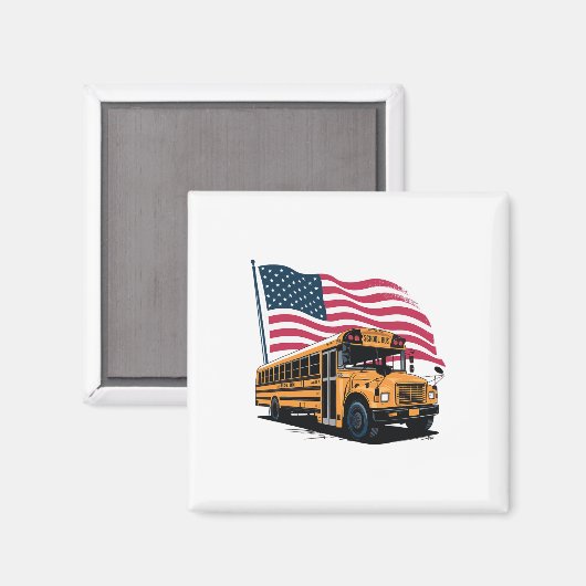 School Bus Driver Usa Flag  マグネット (正面/裏面)