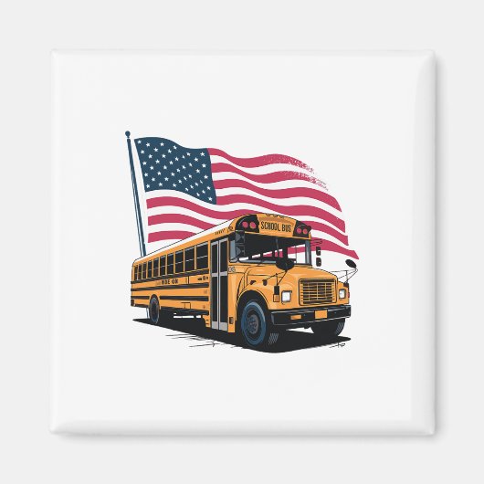 School Bus Driver Usa Flag  マグネット (正面)