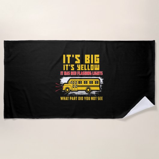 School Bus It Is Big ビーチタオル (正面)