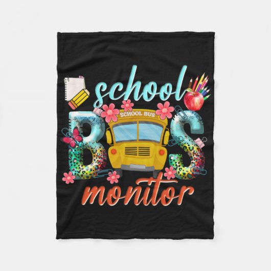School Bus Monitor School Bus Driver Back To Schoo フリースブランケット (正面)