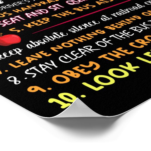 school bus safety rules ポスター (角)