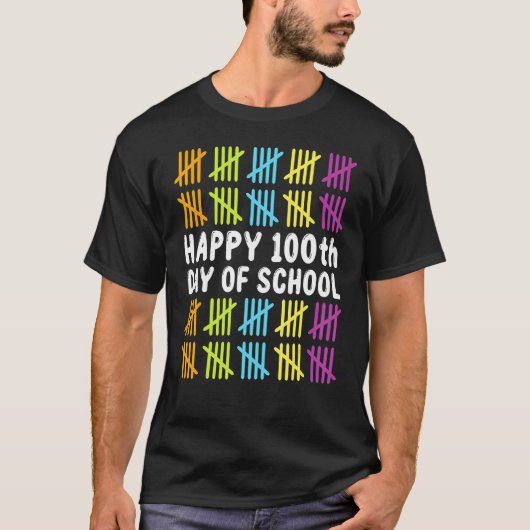 School Celebration Student Teacher Happy 100th Day Tシャツ (正面)