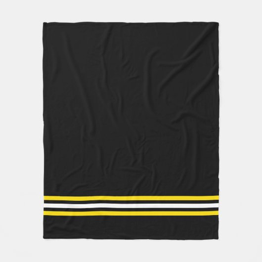 School Colors Black White Gold Yellow フリースブランケット (正面)