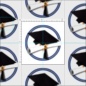 School Colors Blue & Gold Grad Cap w/Diploma ファブリック (タイル)