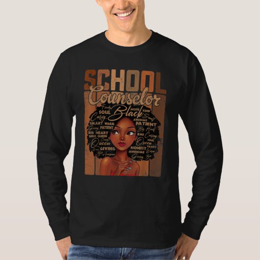 School Counselor Afro African American Black Histo Tシャツ (正面)