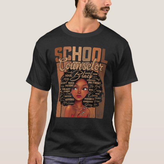 School Counselor Afro African American Black Histo Tシャツ (正面)