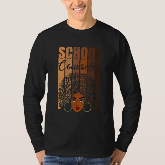 School Counselor Black History Apparel Afro Melani Tシャツ (正面)