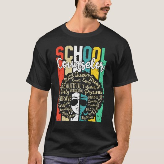 School Counselor Black History Apparel Afro Melani Tシャツ (正面)