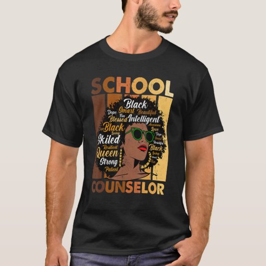 School Counselor Black History Month Afro Melanin  Tシャツ (正面)