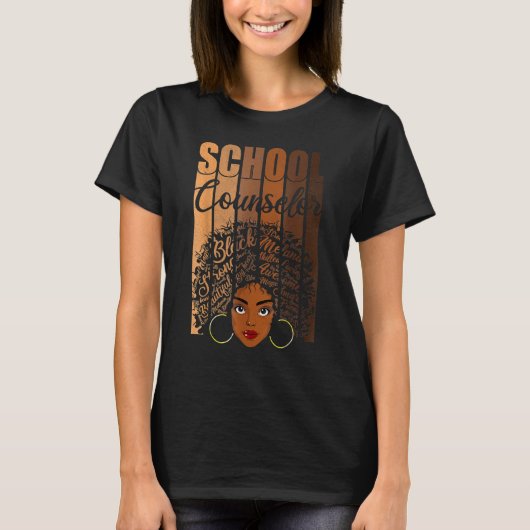 School Counselor Black History Queen Melanin Afric Tシャツ (正面)