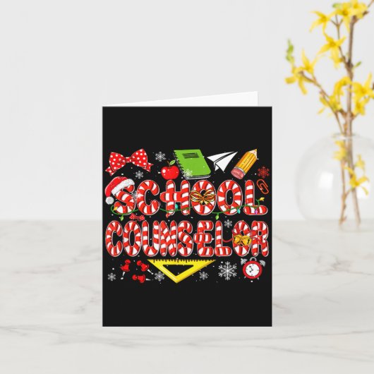 School Counselor Christmas Candy Canes Lover Funny カード (黄色い花)