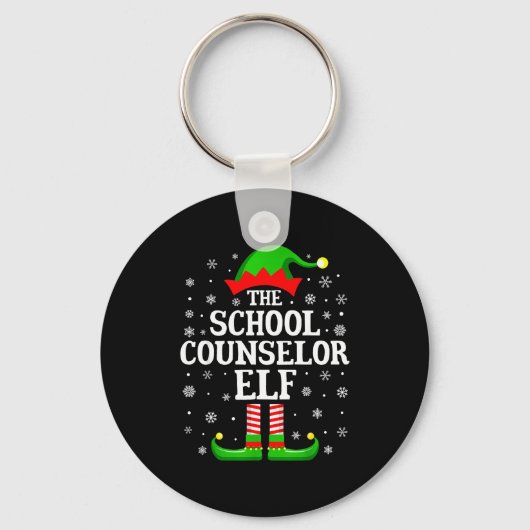 School Counselor Elf Funny Christmas Family Matchi キーホルダー (正面)