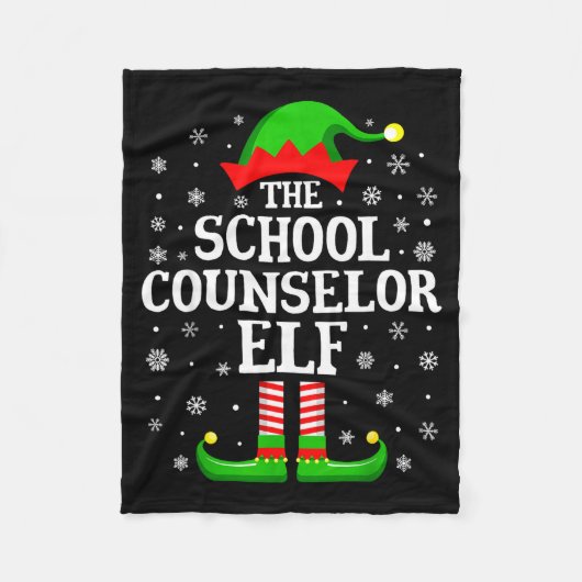 School Counselor Elf Funny Christmas Family Matchi フリースブランケット (正面)
