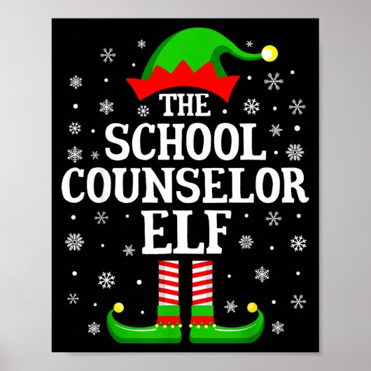 School Counselor Elf Funny Christmas Family Matchi ポスター (正面)