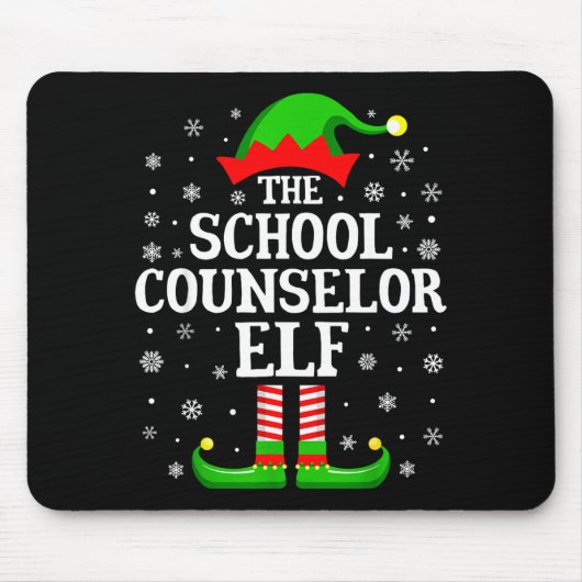 School Counselor Elf Funny Christmas Family Matchi マウスパッド (正面)