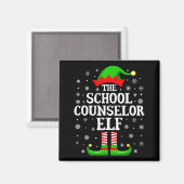 School Counselor Elf Funny Christmas Family Matchi マグネット (正面/裏面)