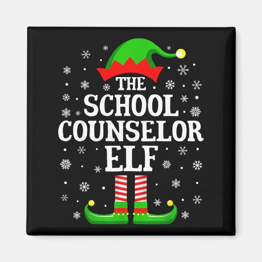 School Counselor Elf Funny Christmas Family Matchi マグネット (正面)