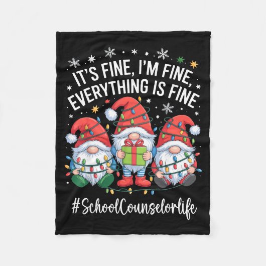 School Counselor Gnome Everything Is Fine Funny Ch フリースブランケット (正面)