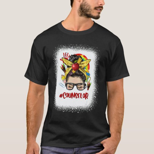 School Counselor Womens Messy Bun Hair  Back To Sc Tシャツ (正面)