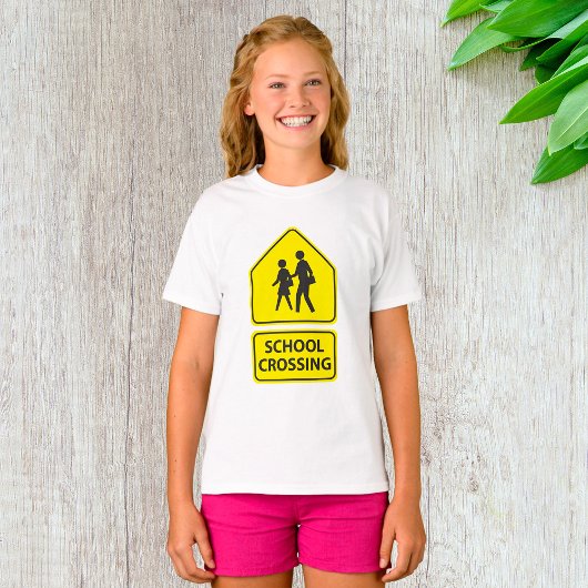 School Crossing Sign Girls T-Shirt Tシャツ