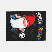 School Crusher Byck To School Cute Gnome Soccer St フリースブランケット (正面(横))