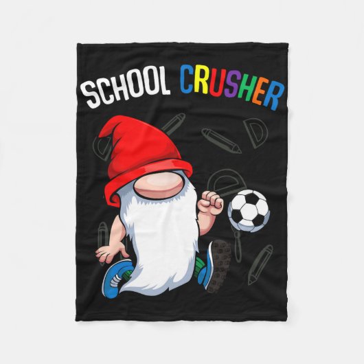 School Crusher Byck To School Cute Gnome Soccer St フリースブランケット (正面)