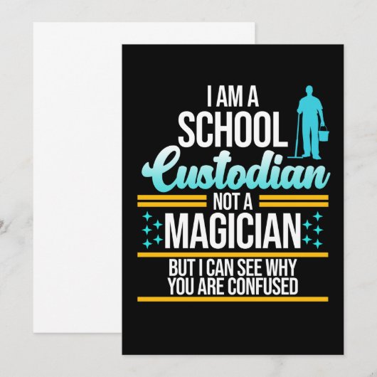 School Custodian Magician Caretaker Janitor Graphi 招待状 (正面/裏面)