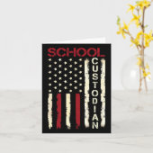 School Custodian Us American Flag Appreciation Bac カード (黄色い花)