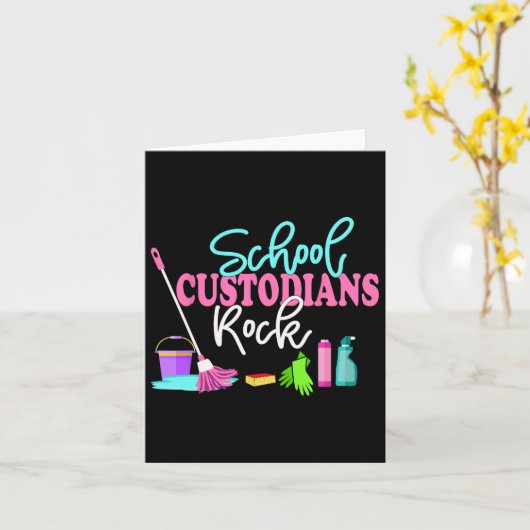 School Custodians Rock Back To School - Janitor Ap カード (黄色い花)