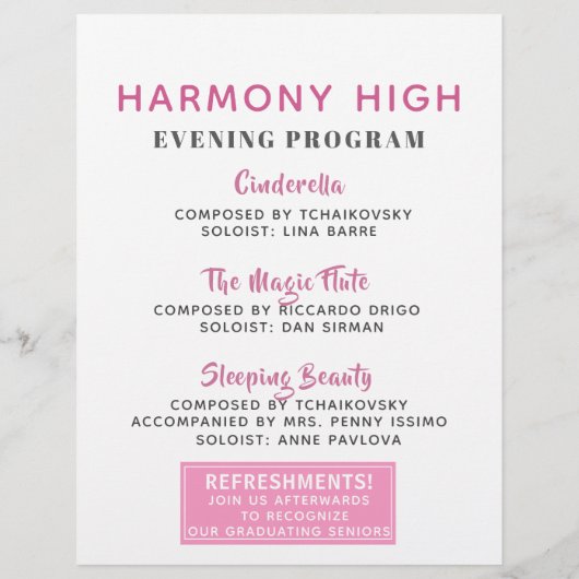 School Dance Ballet Recital Flyer and Program チラシ (裏面)