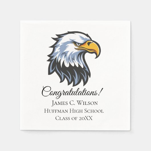 School Eagle Personalized Graduation Napkins スタンダードカクテルナプキン (正面)