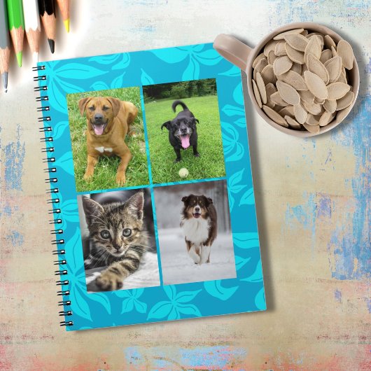 School Four Photo Blue Flowers Classroom ノートブック