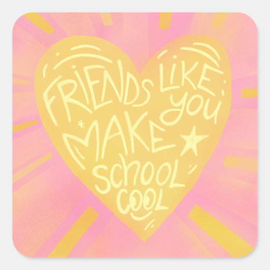 School friends Classroom Valentine Vinyl Sticker スクエアシール (正面)