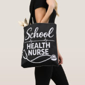 School Health Nurse Tote Bag with ECG & Stethoscop トートバッグ (クローズアップ)