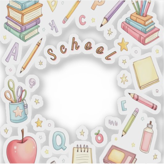 School Icons Sticker Set for Kids シール (正面)