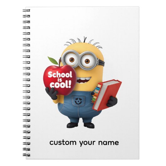 School is Cool | Minion with Apple Custom Name  ノートブック (正面)