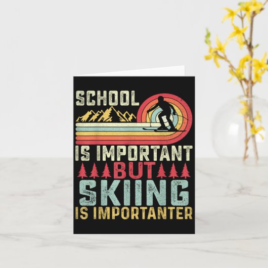 School Is Important But Skiing Is Importanter Ski  カード (黄色い花)
