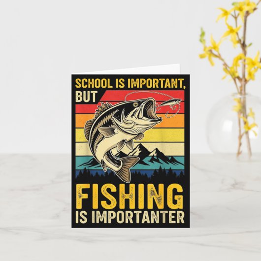 School Is Imrtant But Fishing Is Imrtanter Fish B カード (黄色い花)