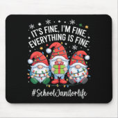 School Janitor Gnome Everything Is Fine Funny Chri マウスパッド (正面)
