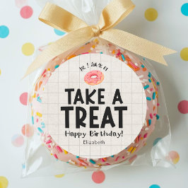 School Kids Birthday Treat Donut Kraft ラウンドシール