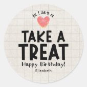  School Kids Birthday Treat Heart Cookie Kraft ラウンドシール (正面)