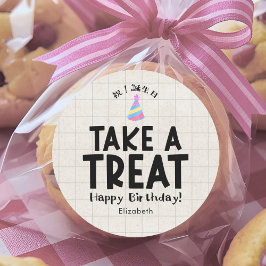 School Kids Birthday Treat Party Hat Kraft ラウンドシール