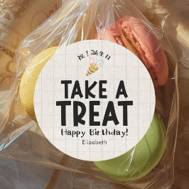 School Kids Birthday Treat Party Popper Kraft ラウンドシール