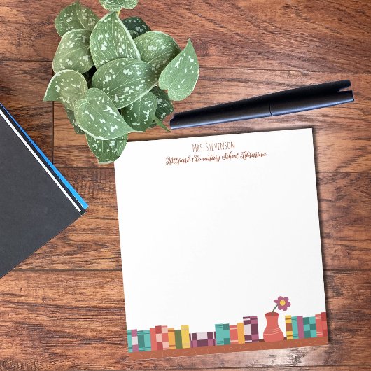 School Librarian Bookshelfメモ帳 ノートパッド
