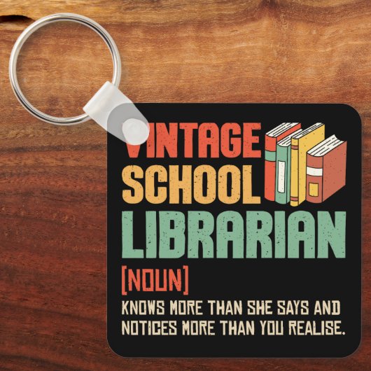 School Librarian Pronunciation Funny キーホルダー (正面)