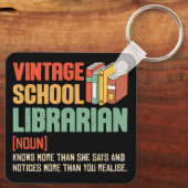 School Librarian Pronunciation Funny キーホルダー (裏面)