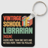 School Librarian Pronunciation Funny キーホルダー (裏面)