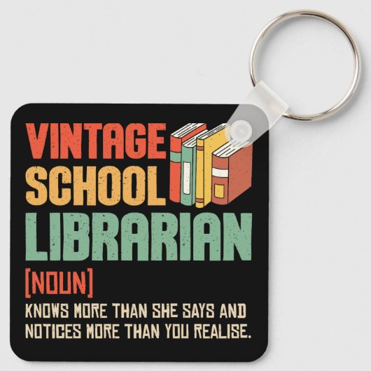 School Librarian Pronunciation Funny キーホルダー (裏面)